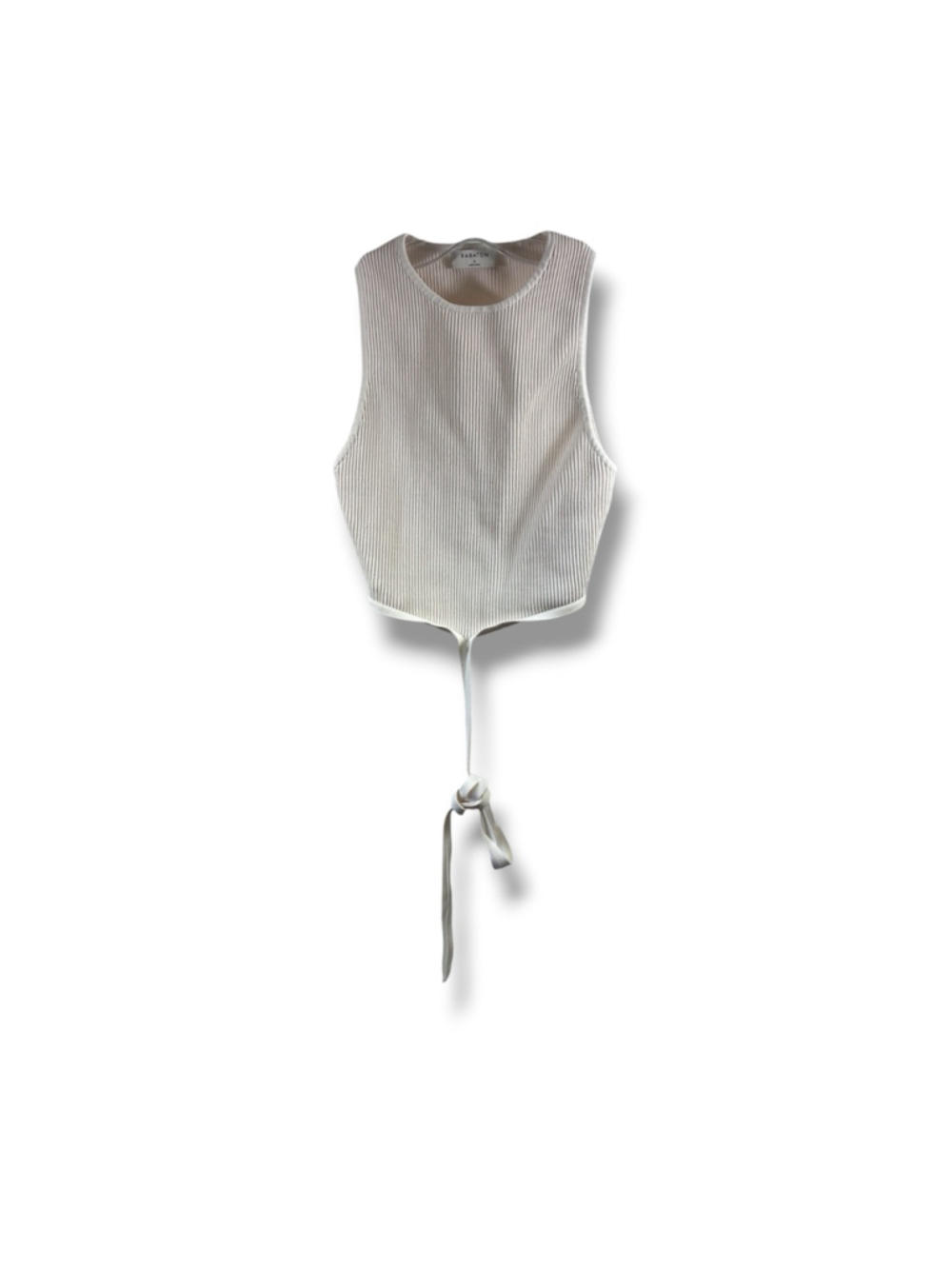 Babaton Aritzia Ribbed Cropped Tank Top with Wrap Around the Waist in White S